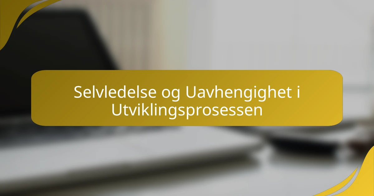 Selvledelse og Uavhengighet i Utviklingsprosessen